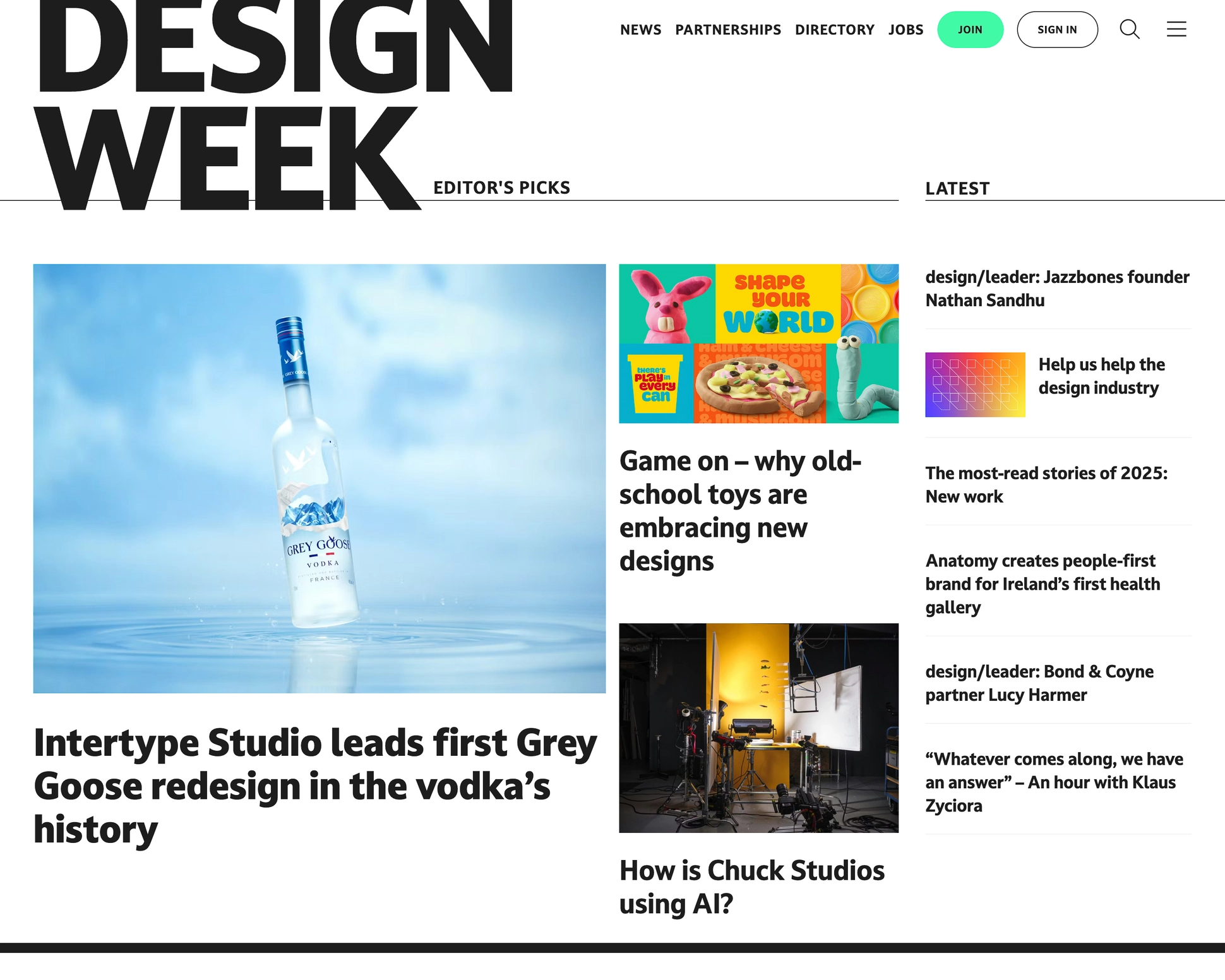 Design Week project screenshot home